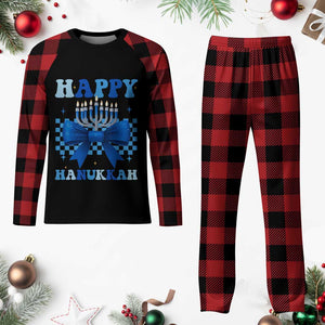 Coquette Hanukkah Plaid Pajama Set Jewish Menorah Bow Girls TS10 Buffalo Plaid Print Your Wear