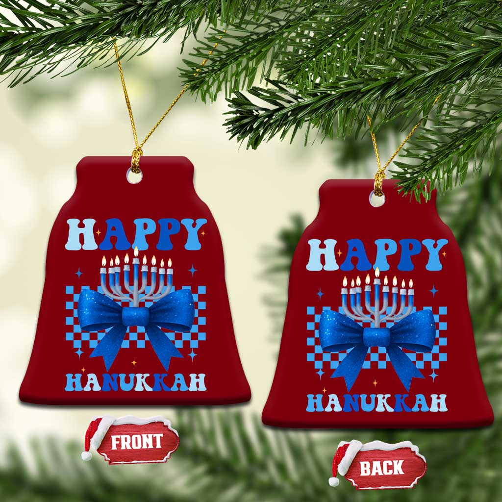 Coquette Hanukkah Ceramic Ornament Jewish Menorah Bow Girls TS10 Print Your Wear