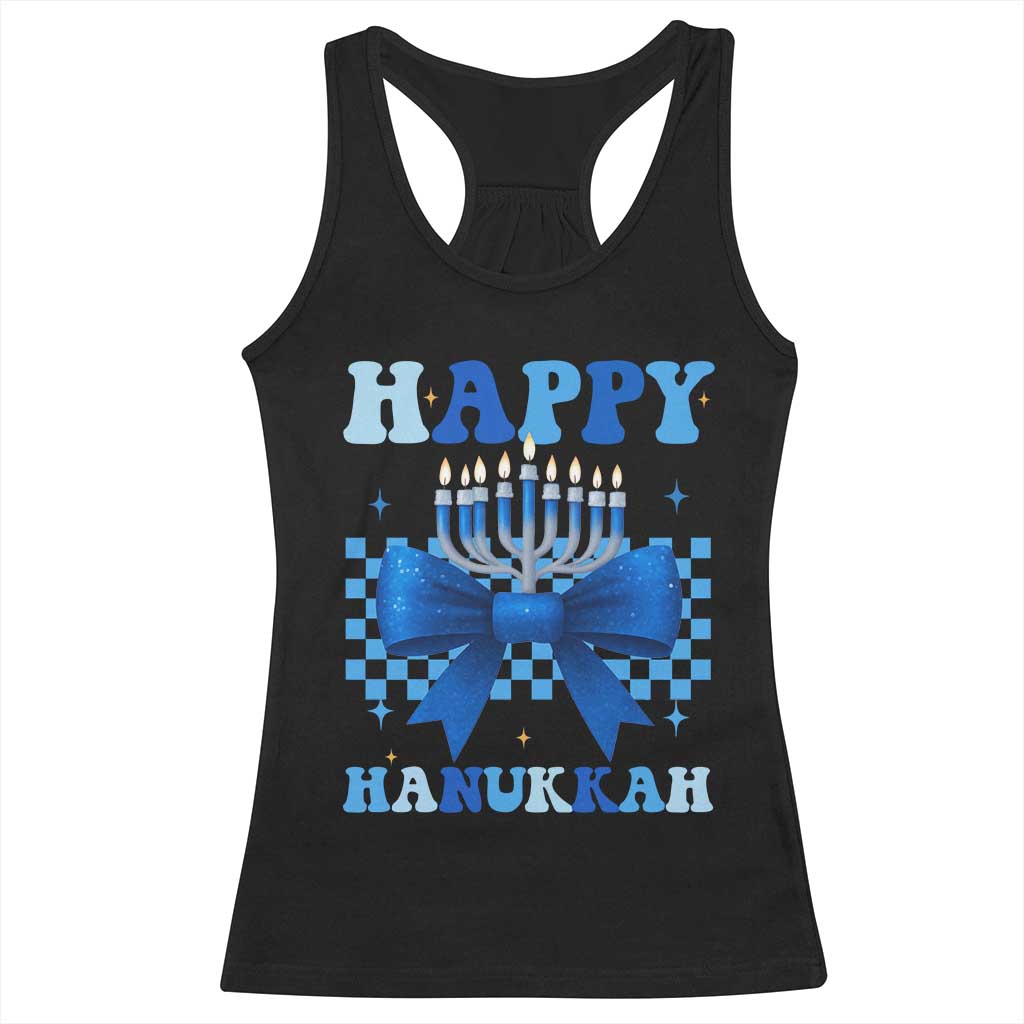 Coquette Hanukkah Racerback Tank Top Jewish Menorah Bow Girls TS10 Black Print Your Wear