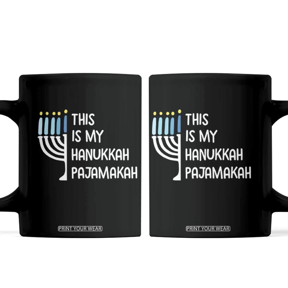 Funny Hanukkah Pajama Coffee Mug This is My Pajamakah Gift Chanukah TS10 Black Print Your Wear