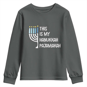 Funny Hanukkah Pajama Youth Sweatshirt This is My Pajamakah Gift Chanukah TS10 Dark Heather Print Your Wear