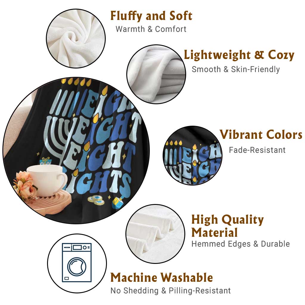 Happy Hanukkah Throw Blanket Retro Groovy Eight Nights and Eight Lights TS10 Print Your Wear