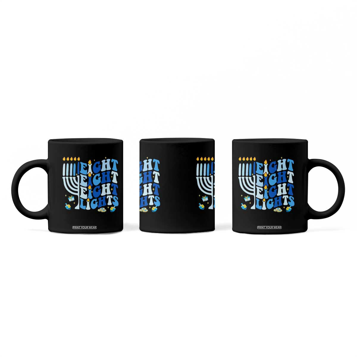 Happy Hanukkah Coffee Mug Retro Groovy Eight Nights and Eight Lights TS10 Print Your Wear