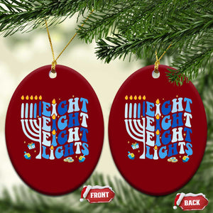 Happy Hanukkah Ceramic Ornament Retro Groovy Eight Nights and Eight Lights TS10 Print Your Wear
