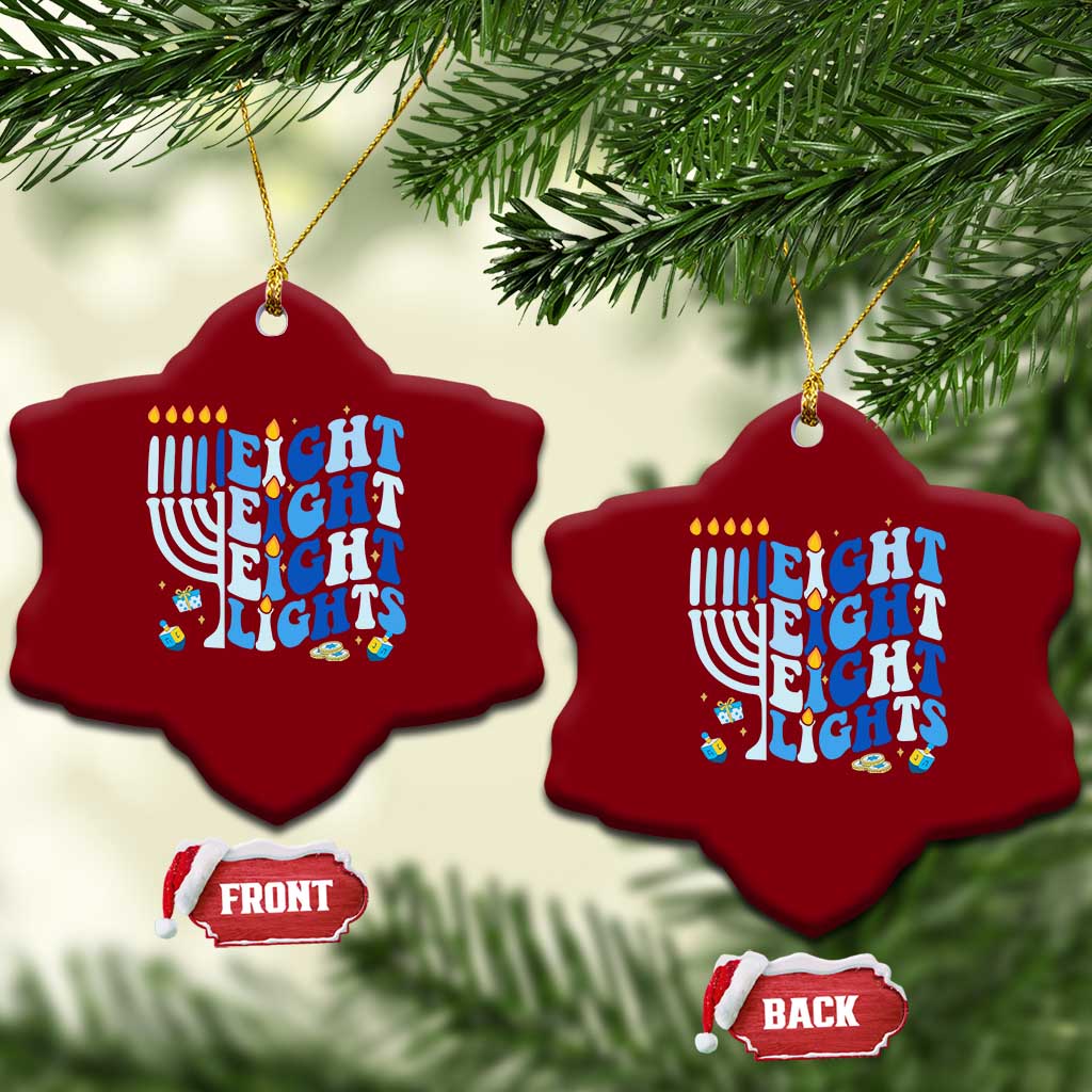 Happy Hanukkah Ceramic Ornament Retro Groovy Eight Nights and Eight Lights TS10 Print Your Wear