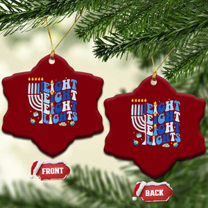 Happy Hanukkah Ceramic Ornament Retro Groovy Eight Nights and Eight Lights TS10 Print Your Wear
