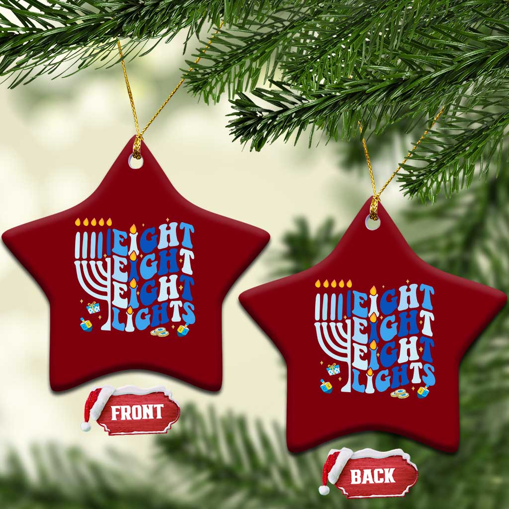 Happy Hanukkah Ceramic Ornament Retro Groovy Eight Nights and Eight Lights TS10 Print Your Wear