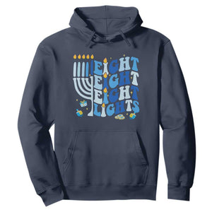 Happy Hanukkah Hoodie Retro Groovy Eight Nights and Eight Lights TS10 Navy Print Your Wear