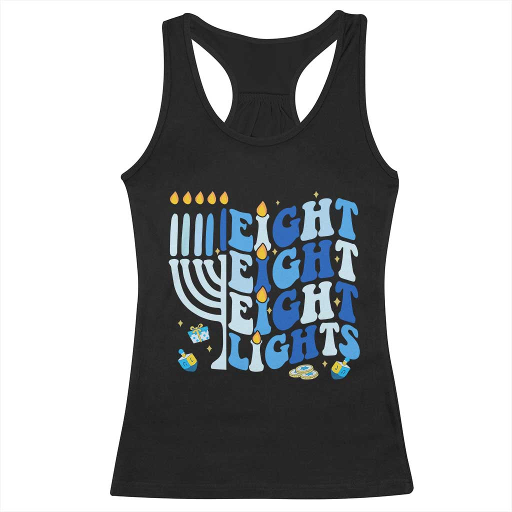 Happy Hanukkah Racerback Tank Top Retro Groovy Eight Nights and Eight Lights TS10 Black Print Your Wear