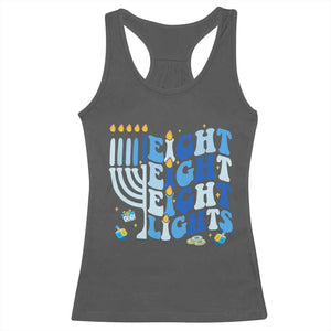 Happy Hanukkah Racerback Tank Top Retro Groovy Eight Nights and Eight Lights TS10 Dark Heather Print Your Wear