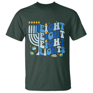 Happy Hanukkah T Shirt Retro Groovy Eight Nights and Eight Lights TS10 Dark Forest Green Print Your Wear