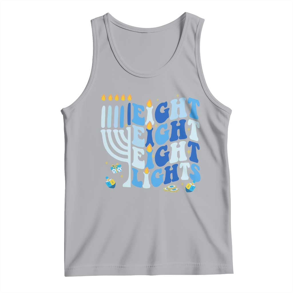 Happy Hanukkah Tank Top Retro Groovy Eight Nights and Eight Lights TS10 Athletic Heather Print Your Wear