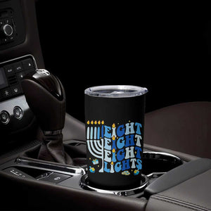 Happy Hanukkah Tumbler Cup Retro Groovy Eight Nights and Eight Lights TS10 Print Your Wear