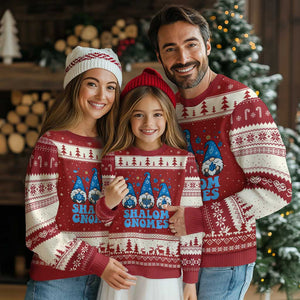 Happy Hanukkah Ugly Christmas Sweater Retro Groovy Eight Nights Lights TS10 Red Beige Print Your Wear