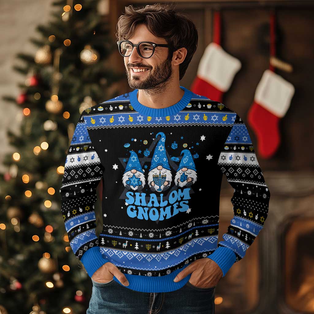 Happy Hanukkah Hanukkah Ugly Sweater Retro Groovy Eight Nights Lights TS10 Black Blue Print Your Wear