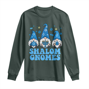 Happy Hanukkah Long Sleeve Shirt Retro Groovy Eight Nights Lights TS10 Dark Forest Green Print Your Wear
