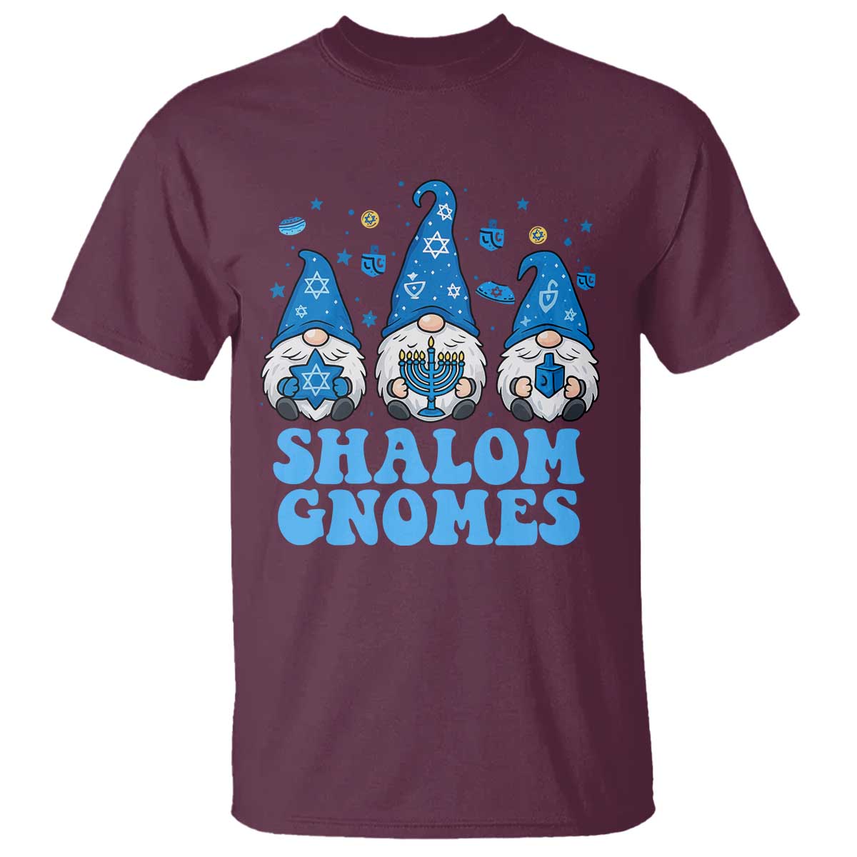 Happy Hanukkah T Shirt Retro Groovy Eight Nights Lights TS10 Maroon Print Your Wear