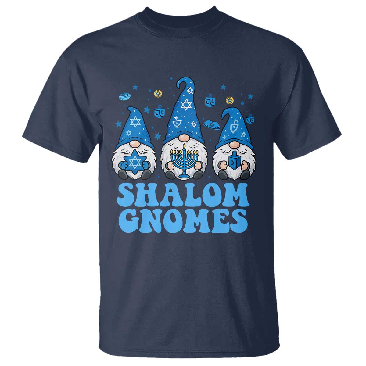 Happy Hanukkah T Shirt Retro Groovy Eight Nights Lights TS10 Navy Print Your Wear