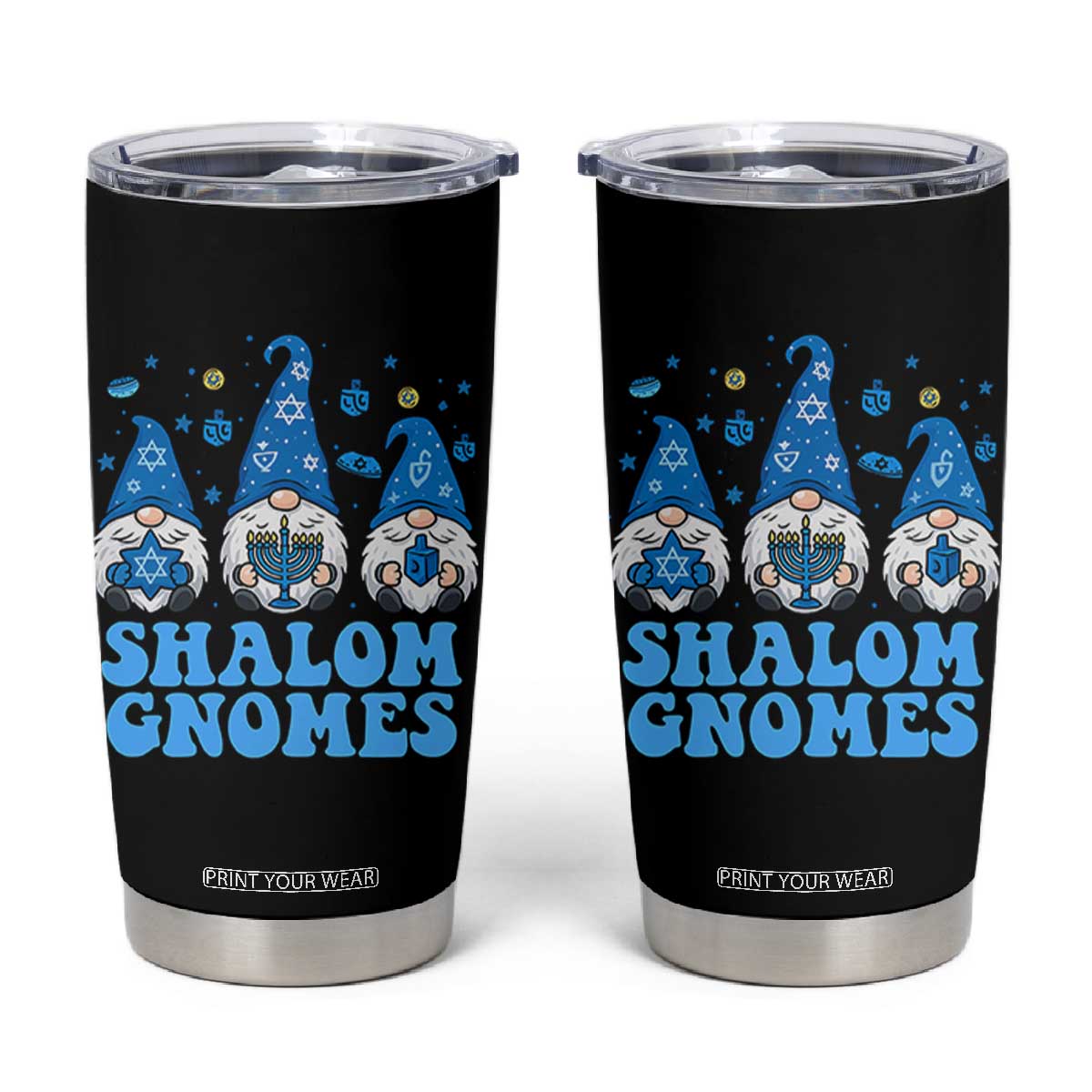 Happy Hanukkah Tumbler Cup Retro Groovy Eight Nights Lights TS10 Black Print Your Wear