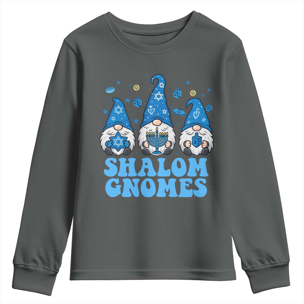 Happy Hanukkah Youth Sweatshirt Retro Groovy Eight Nights Lights TS10 Dark Heather Print Your Wear