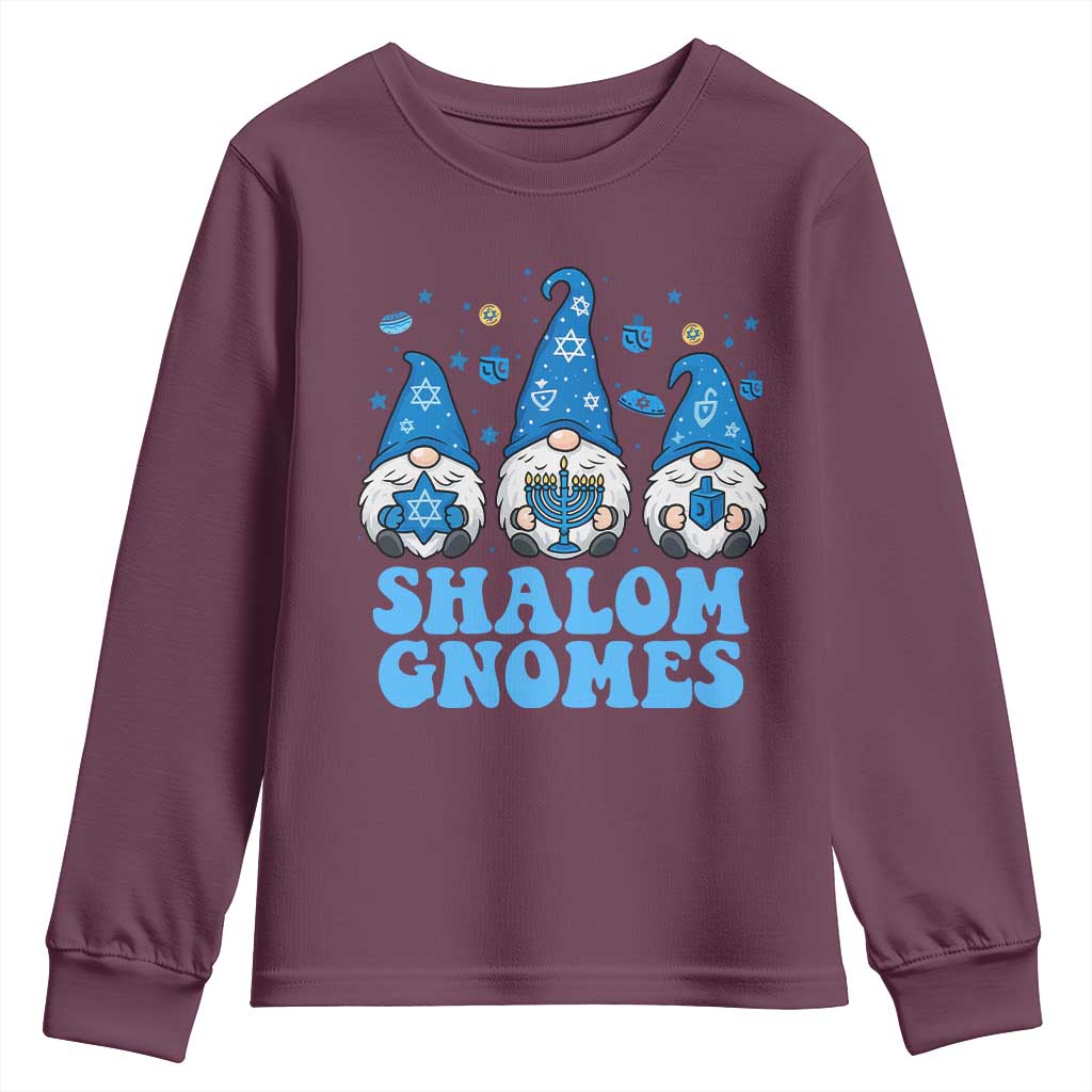 Happy Hanukkah Youth Sweatshirt Retro Groovy Eight Nights Lights TS10 Maroon Print Your Wear
