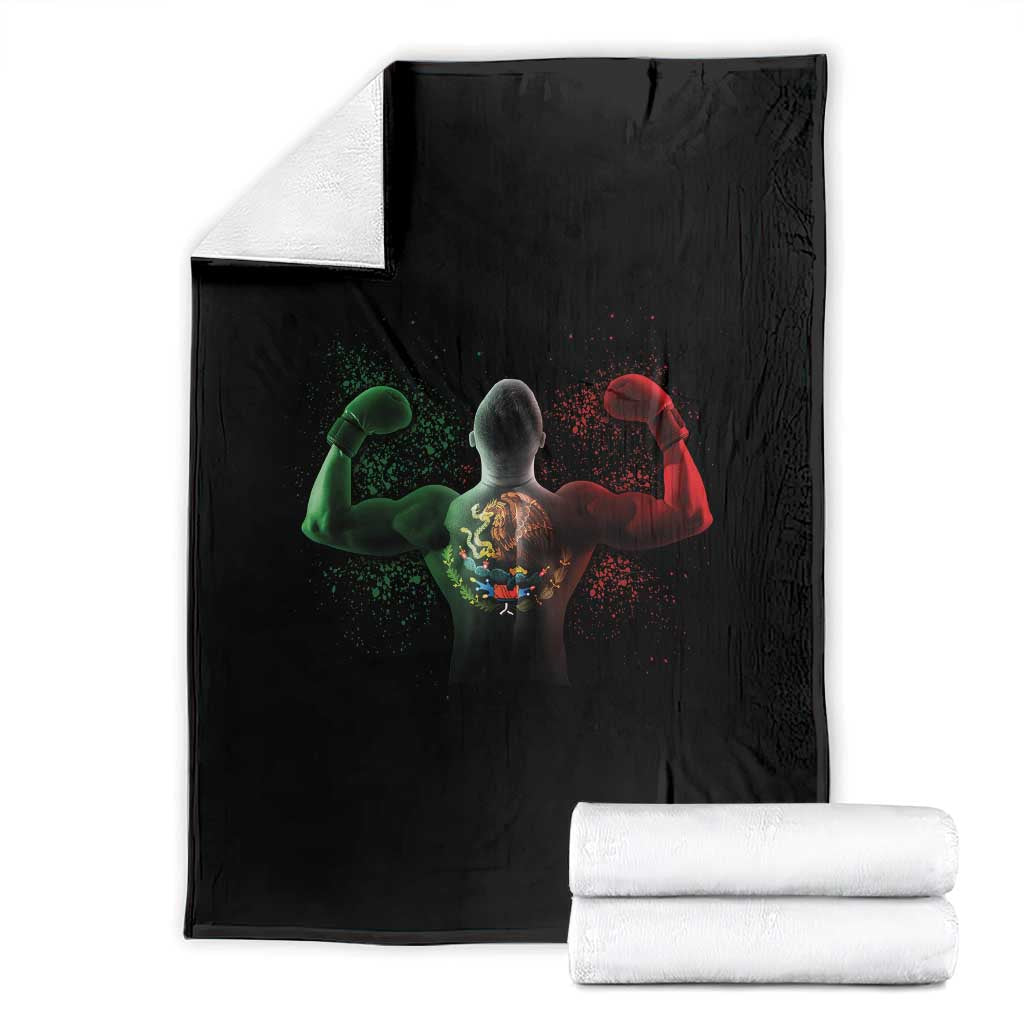 Mexican Boxing Throw Blanket Retro Vintage Watercolors Mexico Flag Boxer TS10 Black Print Your Wear
