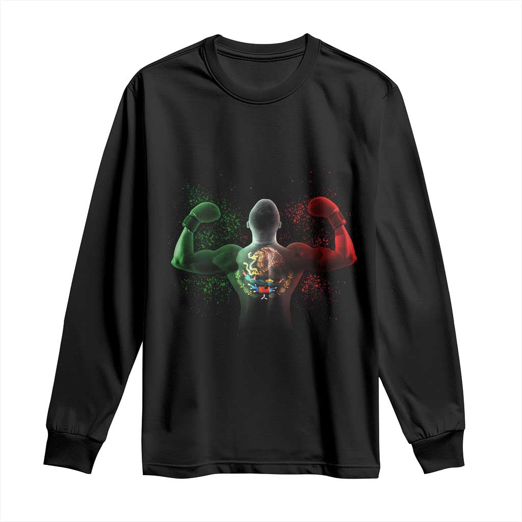 Mexican Boxing Long Sleeve Shirt Retro Vintage Watercolors Mexico Flag Boxer TS10 Black Print Your Wear