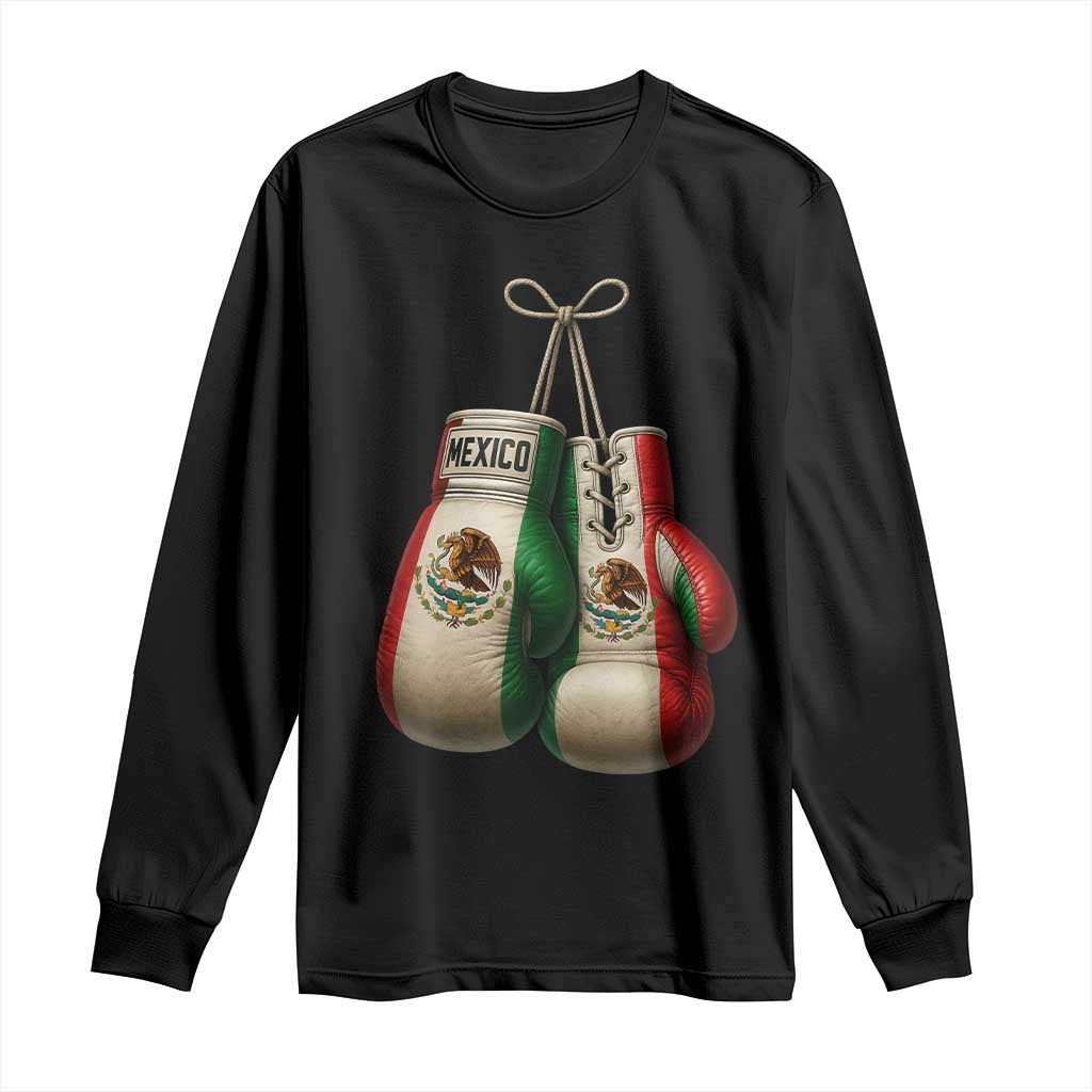 Mexican Boxing Gloves Long Sleeve Shirt Retro Vintage Mexico Flag Boxer TS10 Black Print Your Wear