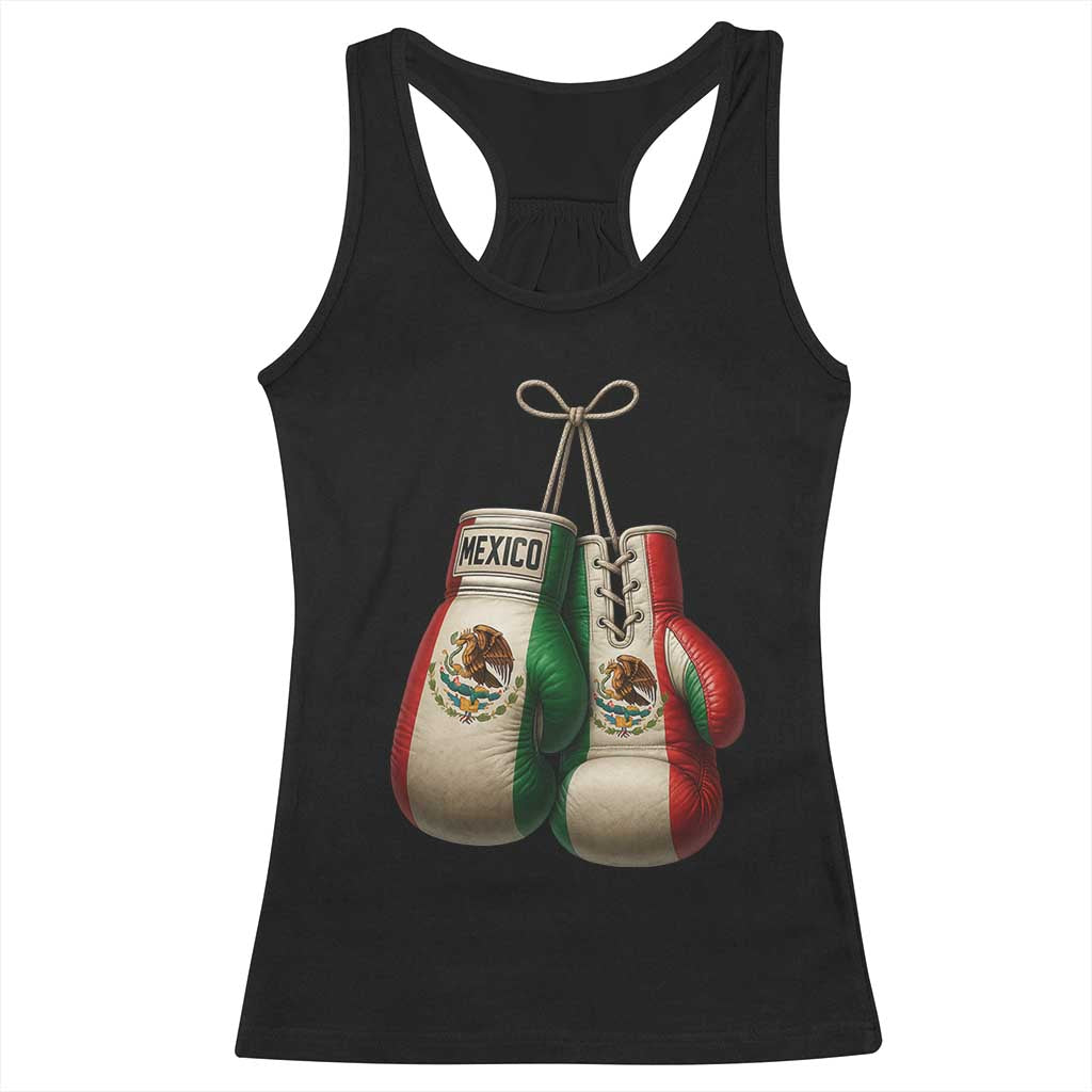 Mexican Boxing Gloves Racerback Tank Top Retro Vintage Mexico Flag Boxer TS10 Black Print Your Wear