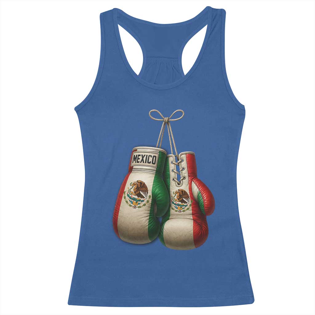 Mexican Boxing Gloves Racerback Tank Top Retro Vintage Mexico Flag Boxer TS10 Royal Blue Print Your Wear