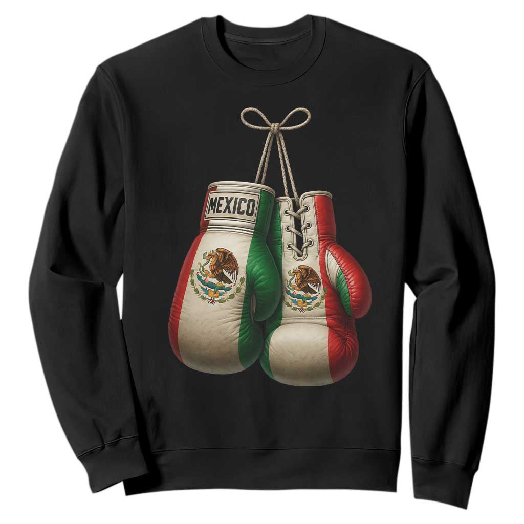Mexican Boxing Gloves Sweatshirt Retro Vintage Mexico Flag Boxer TS10 Black Print Your Wear