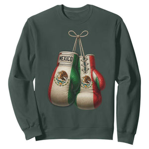 Mexican Boxing Gloves Sweatshirt Retro Vintage Mexico Flag Boxer TS10 Dark Forest Green Print Your Wear