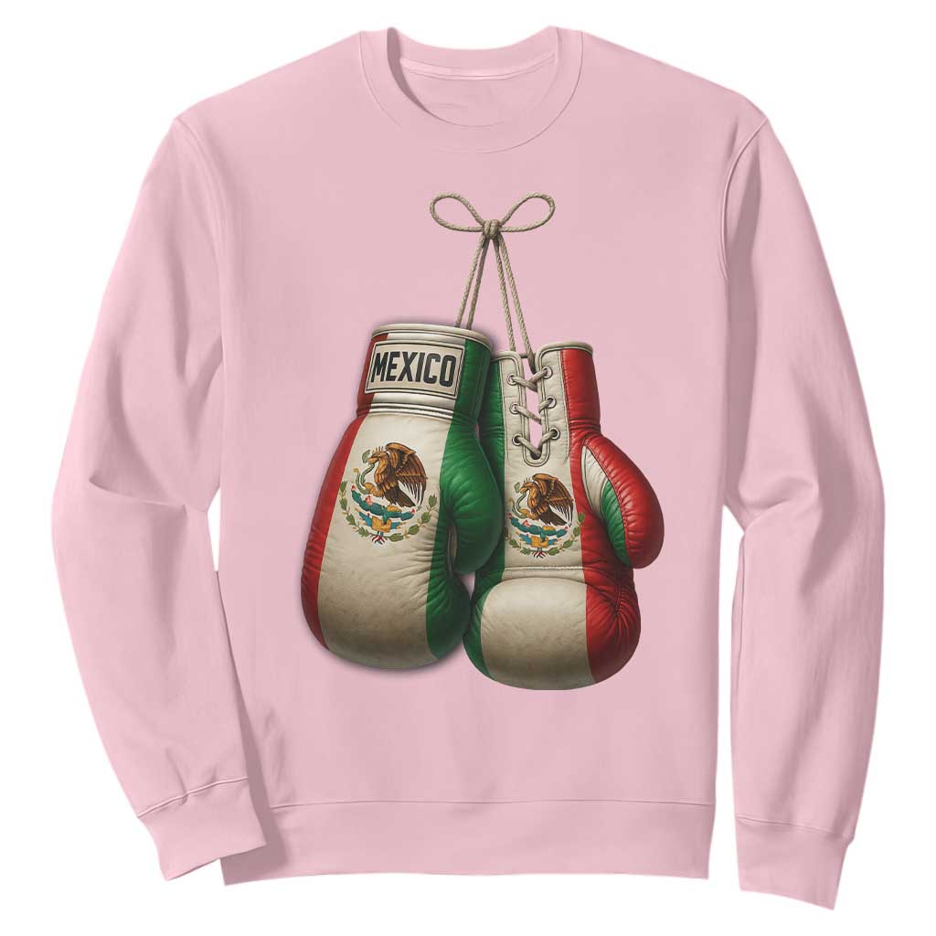 Mexican Boxing Gloves Sweatshirt Retro Vintage Mexico Flag Boxer TS10 Light Pink Print Your Wear