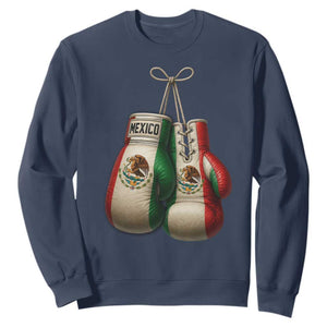 Mexican Boxing Gloves Sweatshirt Retro Vintage Mexico Flag Boxer TS10 Navy Print Your Wear