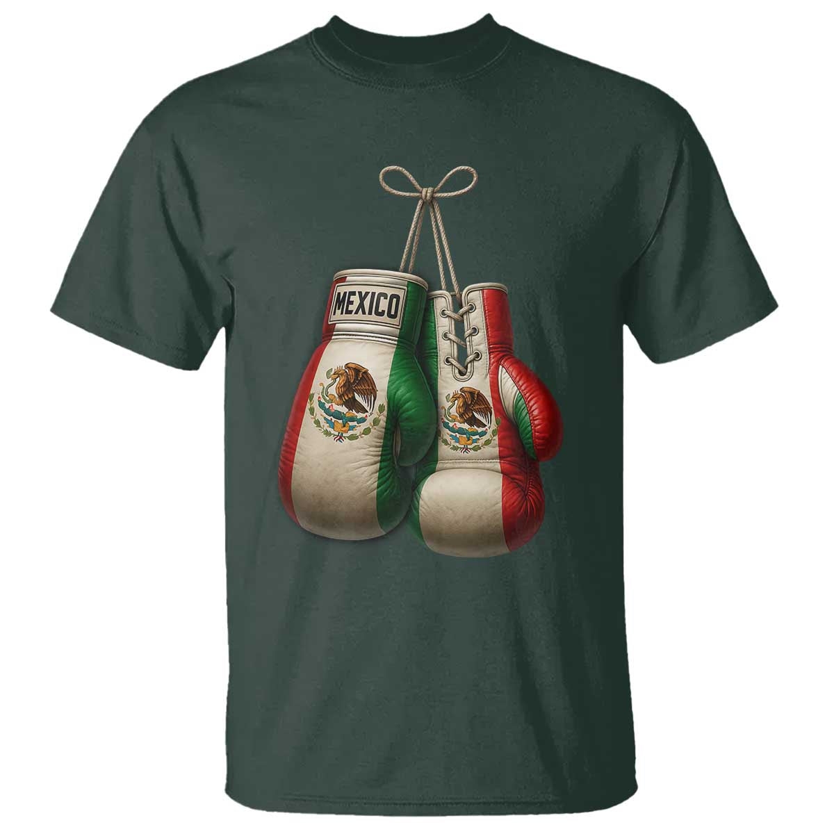 Mexican Boxing Gloves T Shirt Retro Vintage Mexico Flag Boxer TS10 Dark Forest Green Print Your Wear