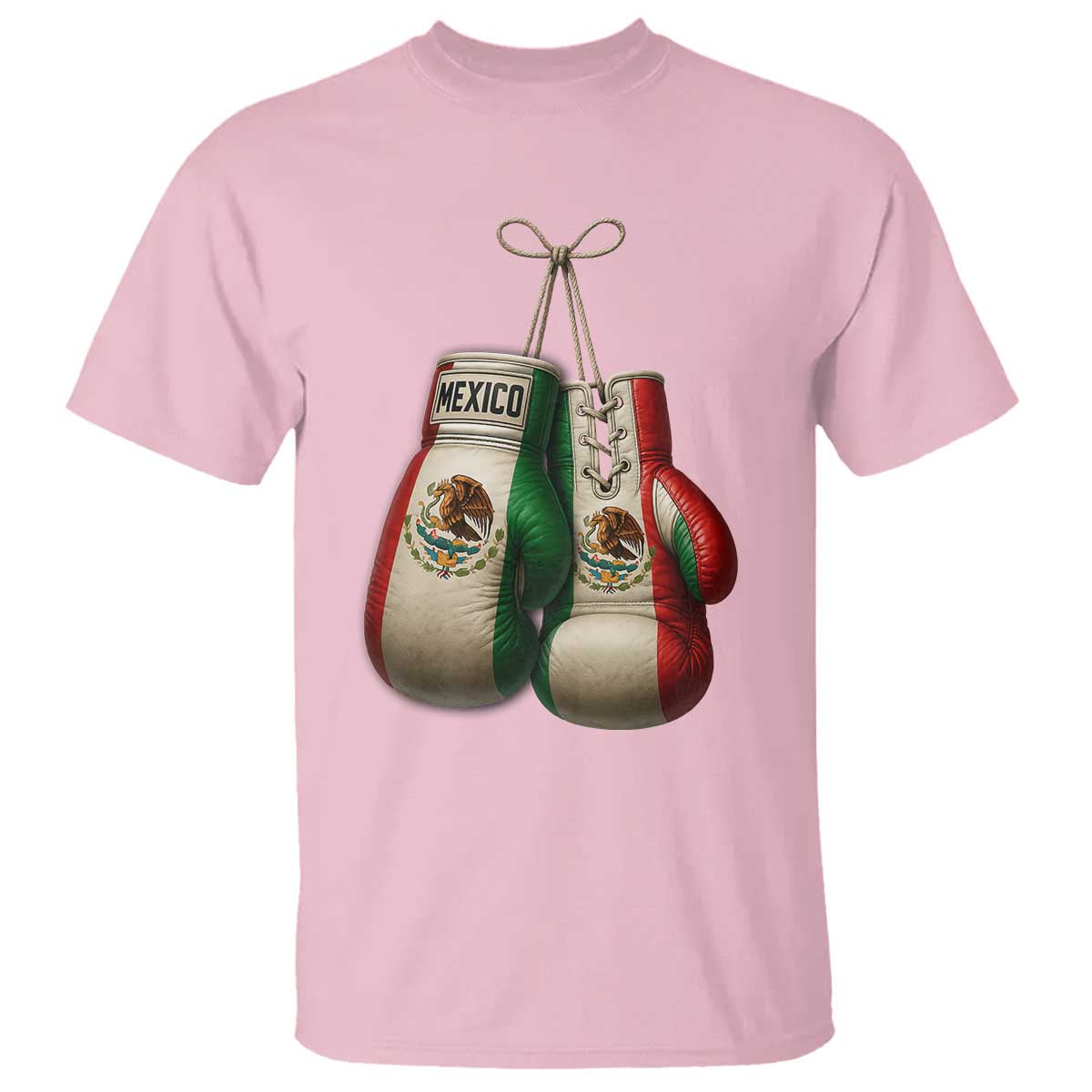 Mexican Boxing Gloves T Shirt Retro Vintage Mexico Flag Boxer TS10 Light Pink Print Your Wear