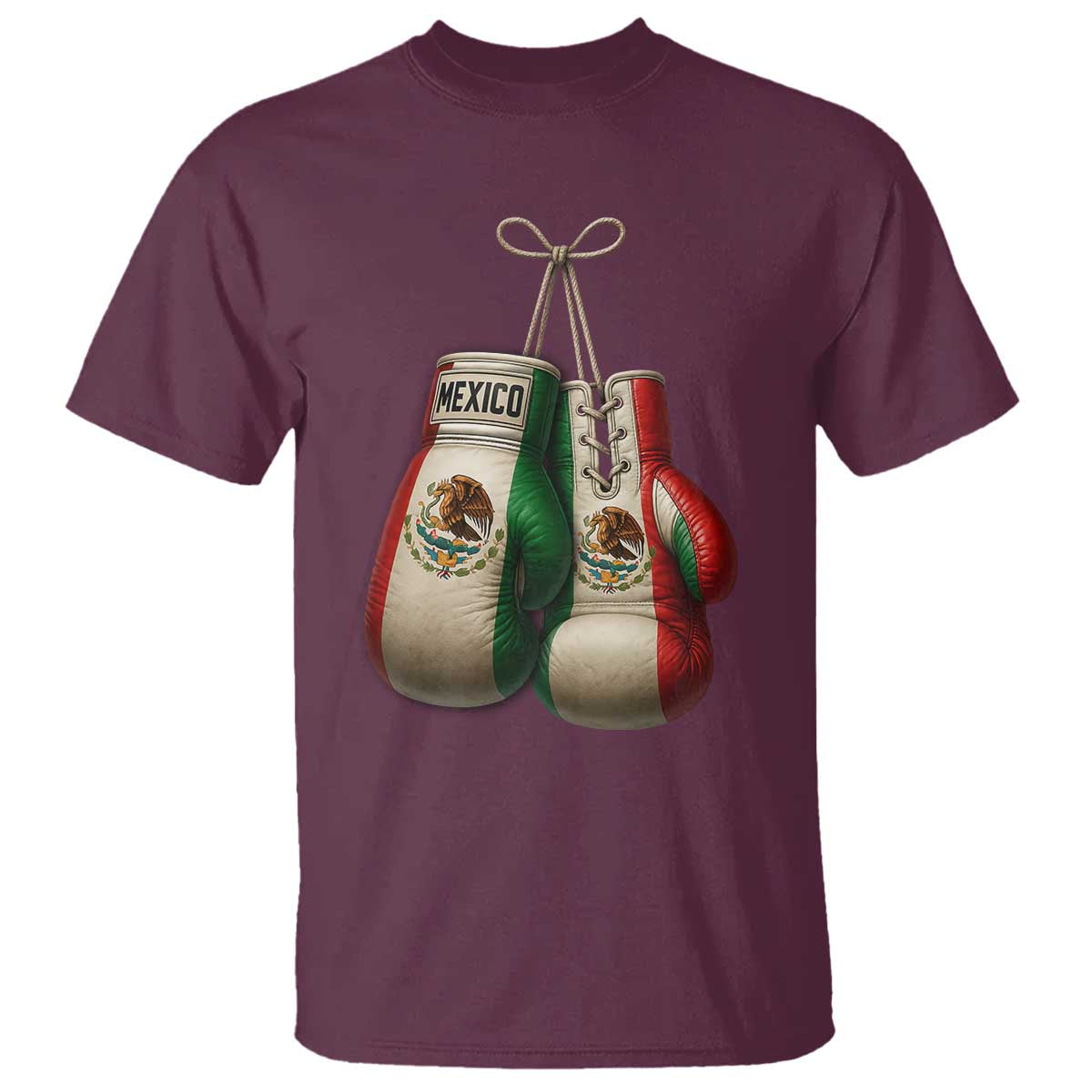 Mexican Boxing Gloves T Shirt Retro Vintage Mexico Flag Boxer TS10 Maroon Print Your Wear