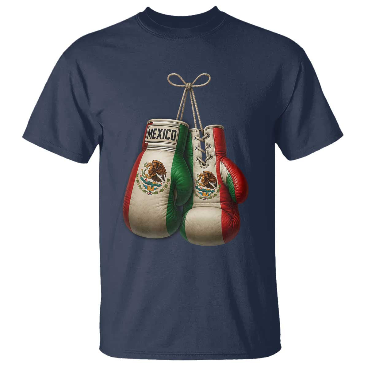 Mexican Boxing Gloves T Shirt Retro Vintage Mexico Flag Boxer TS10 Navy Print Your Wear