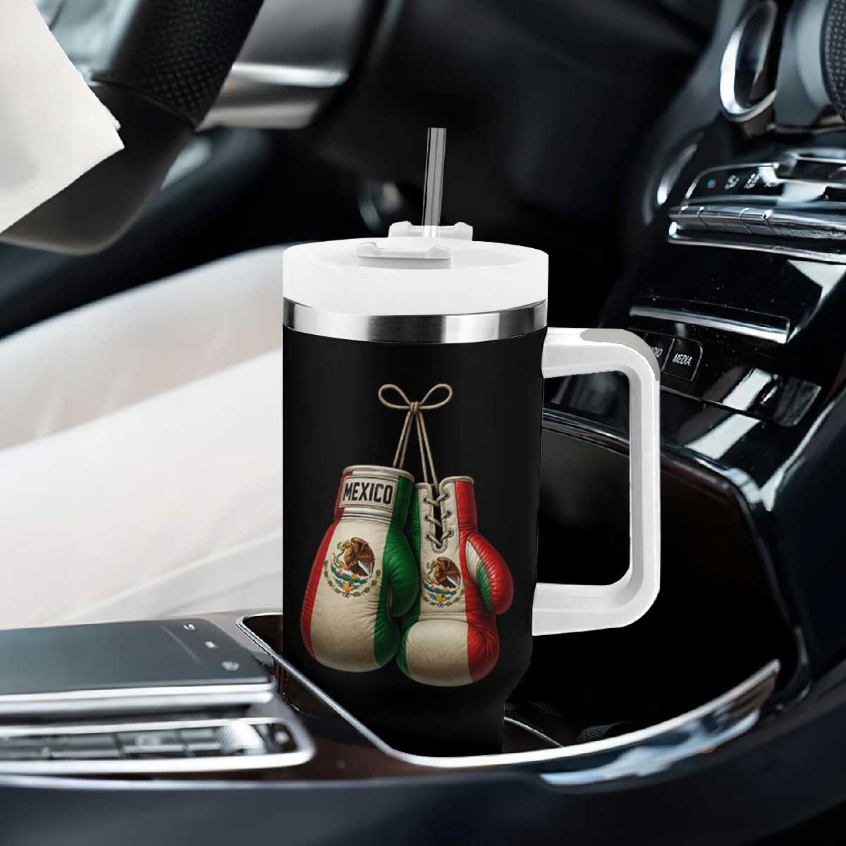 Mexican Boxing Gloves Tumbler With Handle Retro Vintage Mexico Flag Boxer TS10 Print Your Wear