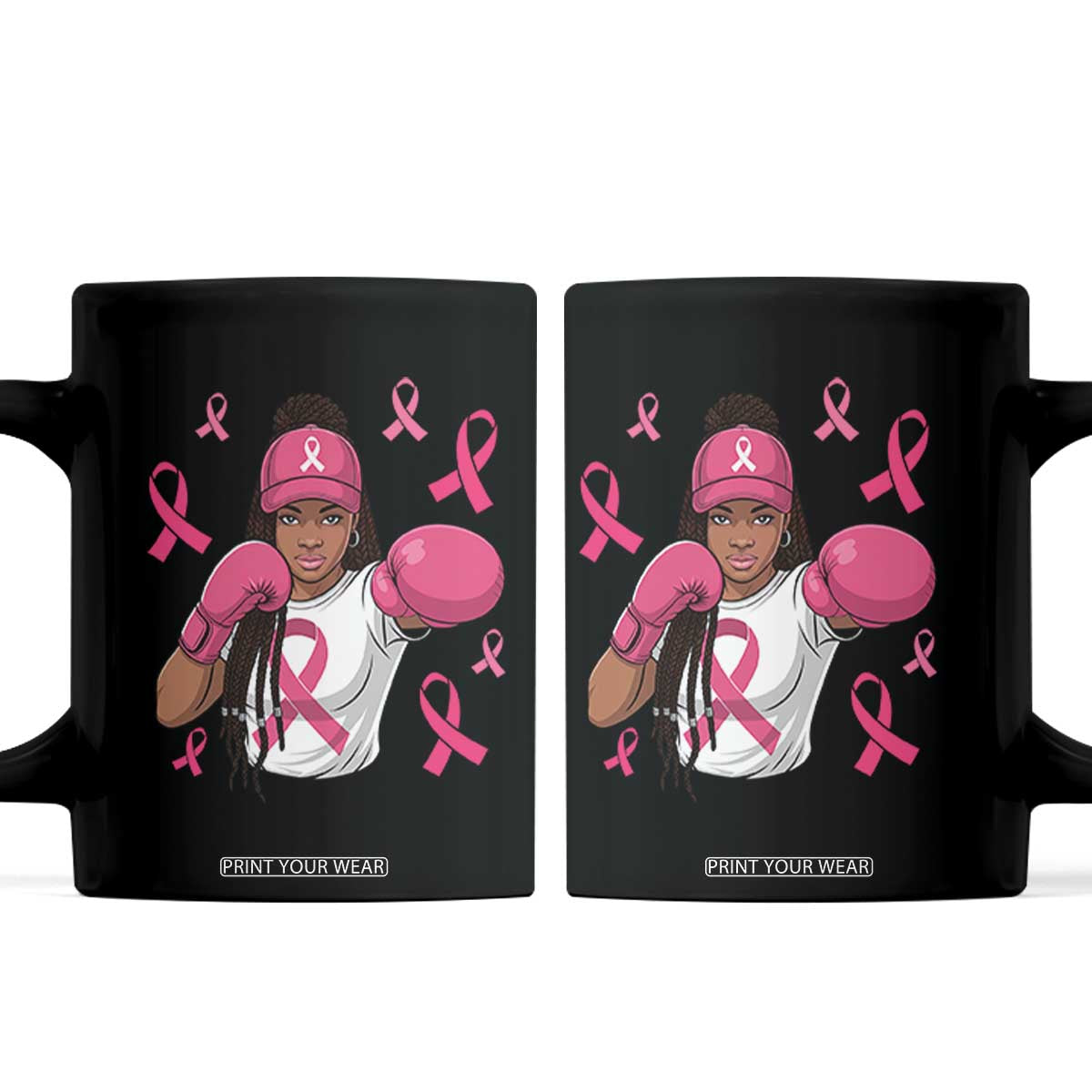 Black Women Fight Breast Cancer Awareness Coffee Mug Pink Ribbon African American TS10 Black Print Your Wear