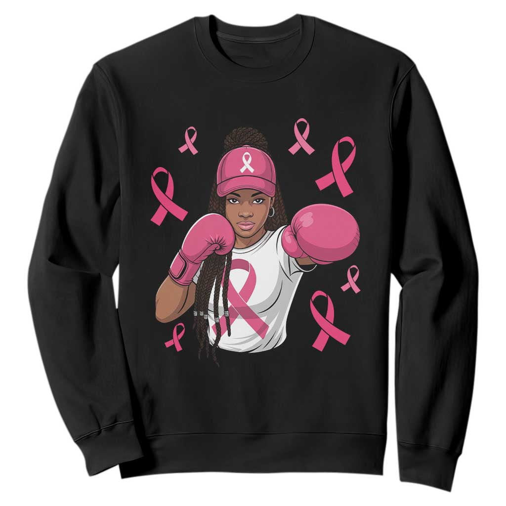 Black Women Fight Breast Cancer Awareness Sweatshirt Pink Ribbon African American TS10 Black Print Your Wear