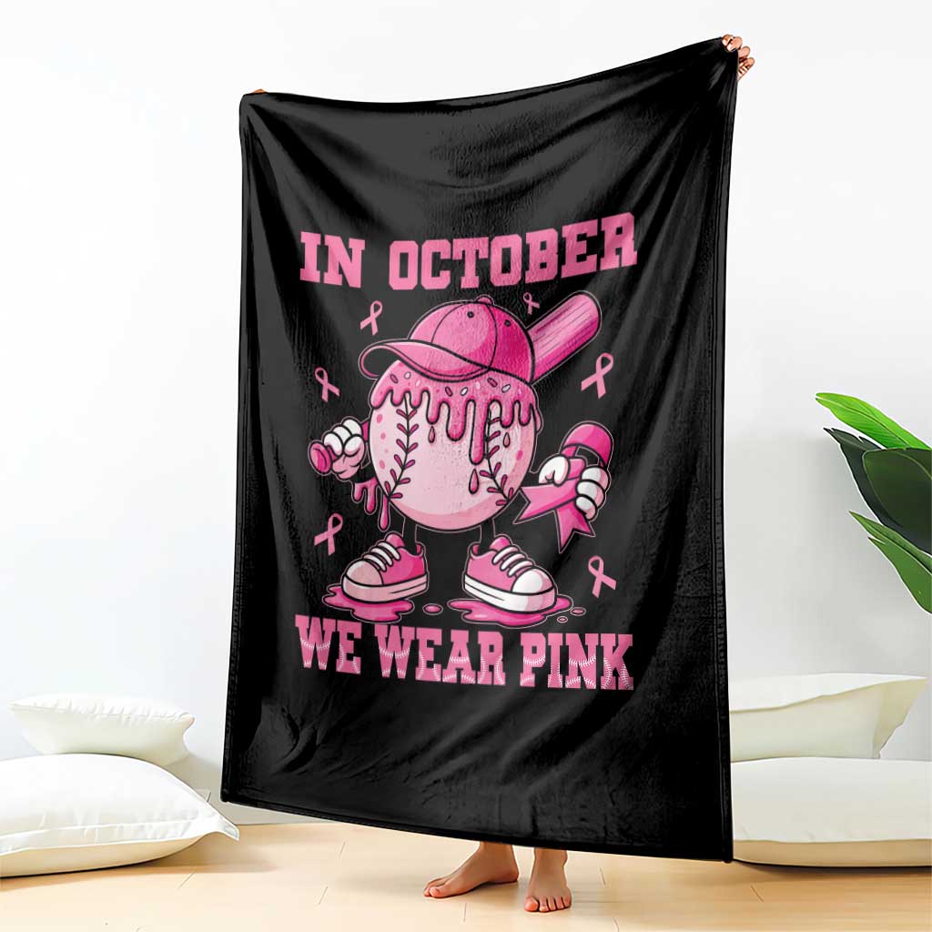 Baseball Breast Cancer Throw Blanket In October We Wear Pink Baseball Drip TS10 Print Your Wear