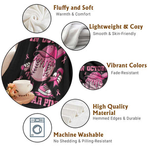 Baseball Breast Cancer Throw Blanket In October We Wear Pink Baseball Drip TS10 Print Your Wear