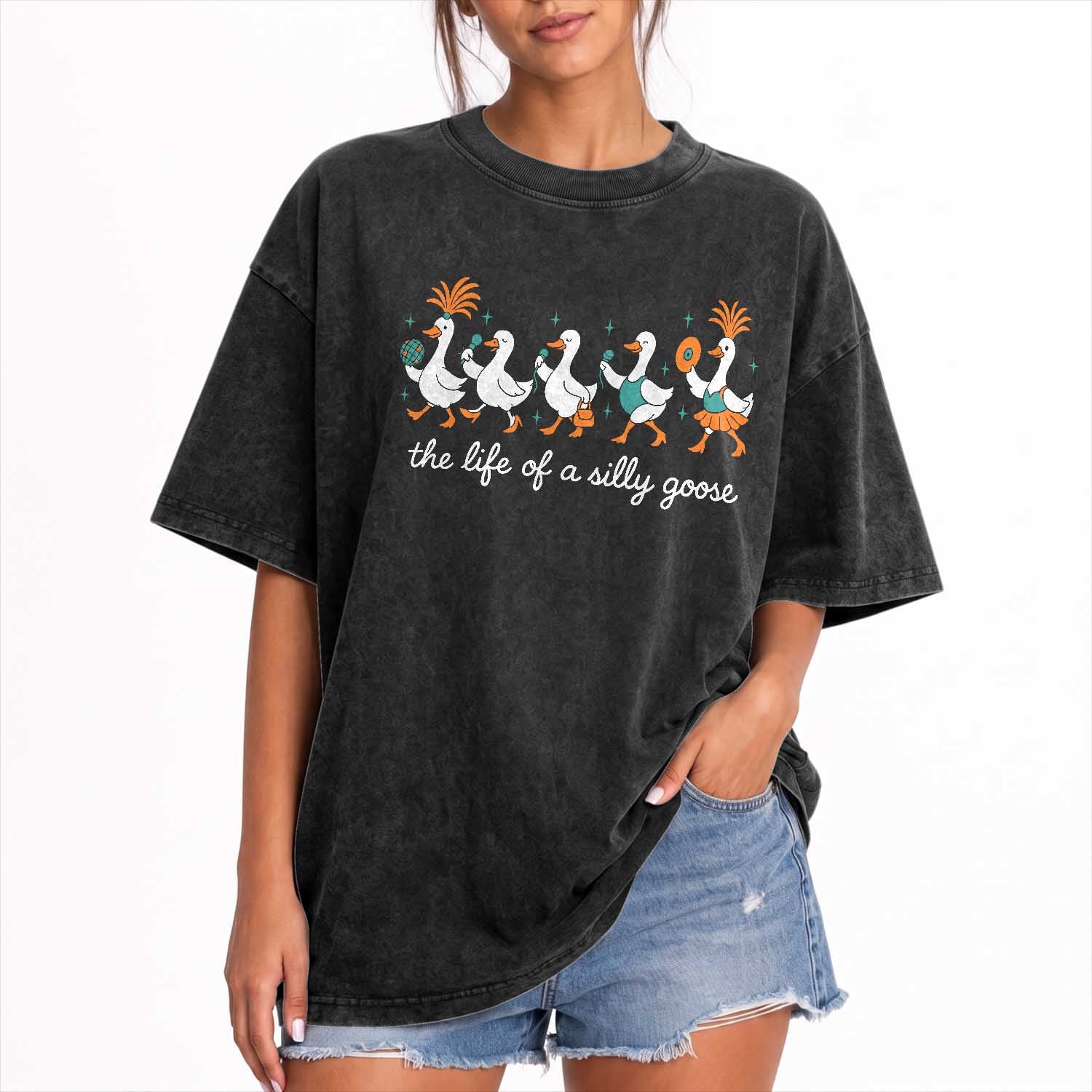 The Life Of A Silly Goose Washed Cotton T-Shirt Funny Concert Outfit Country Music Fan