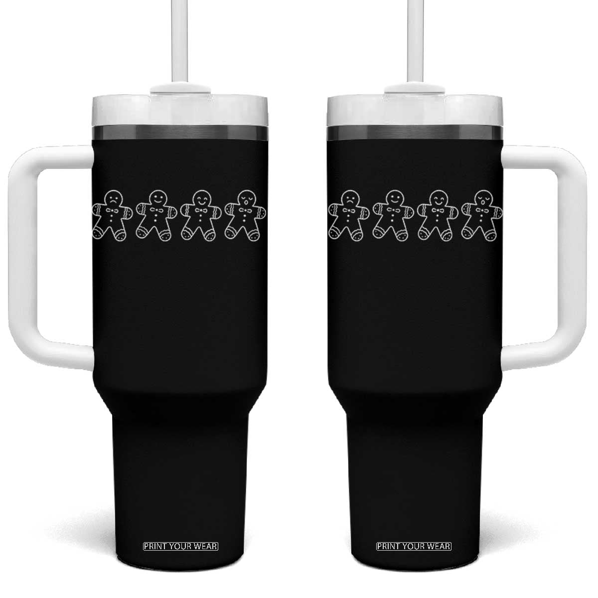 Christmas Gingerbread Cookies Tumbler With Handle Festive Holiday Outfit TS10 One Size: 40 oz Black Print Your Wear