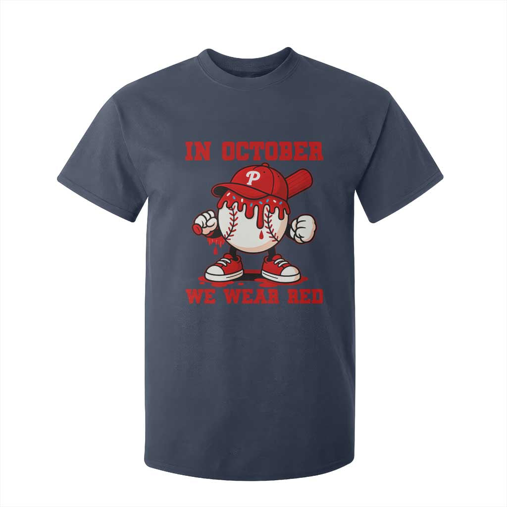 Red October Philly T Shirt For Kid Philadelphia Baseball Drip Boy TS10 Navy Print Your Wear
