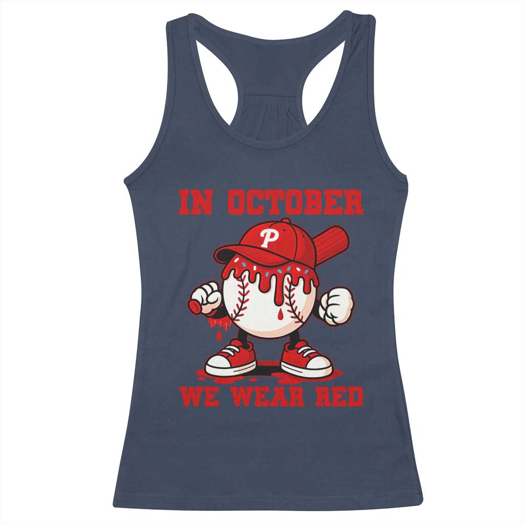 Red October Philly Racerback Tank Top Philadelphia Baseball Drip Boy TS10 Navy Print Your Wear