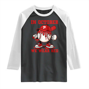 Red October Philly Raglan Shirt Philadelphia Baseball Drip Boy TS10 Black White Print Your Wear
