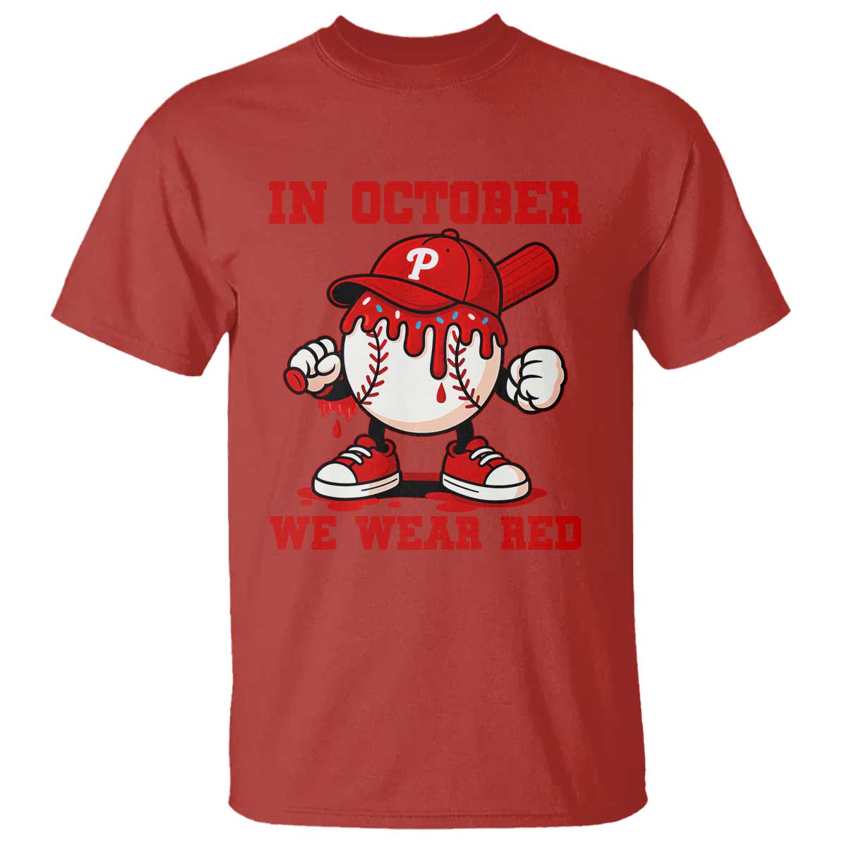 Red October Philly T Shirt Philadelphia Baseball Drip Boy TS10 Red Print Your Wear