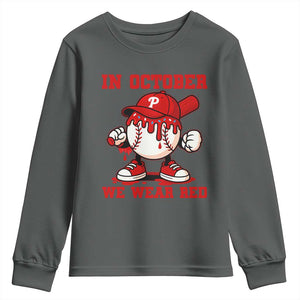 Red October Philly Youth Sweatshirt Philadelphia Baseball Drip Boy TS10 Dark Heather Print Your Wear